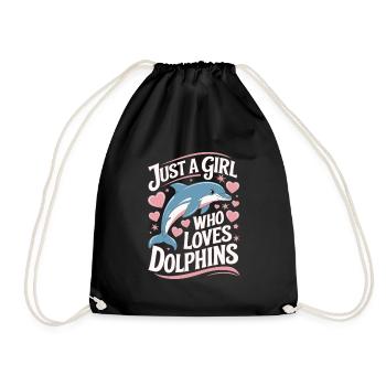 Cute Dolphin Saying Girls Women - Drawstring Bag - black - Front