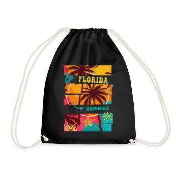 Florida USA Miami America Summer Palm Trees Beach - Drawstring Bag - black - Front
