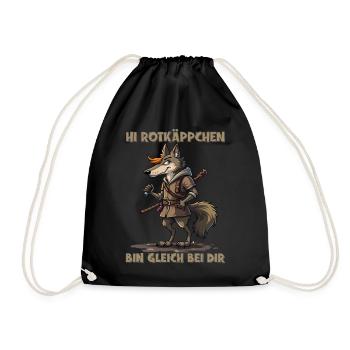 Rotkäppchen - Ich bin gleich bei Dir - deutsch - Turnbeutel - Schwarz - Vorne