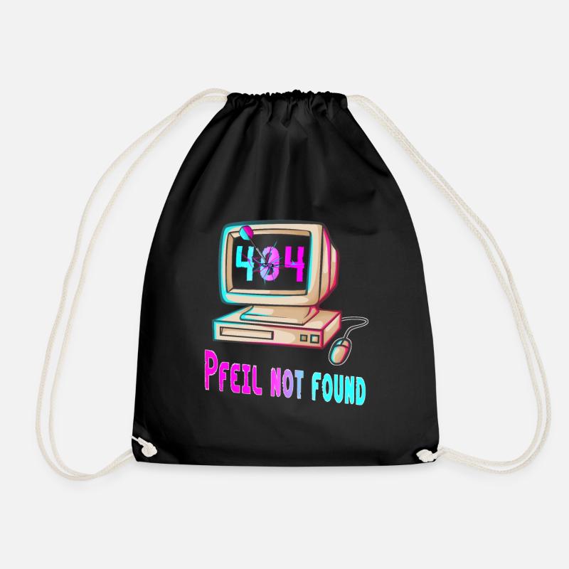 404 Retro Design - Drawstring Bag - black