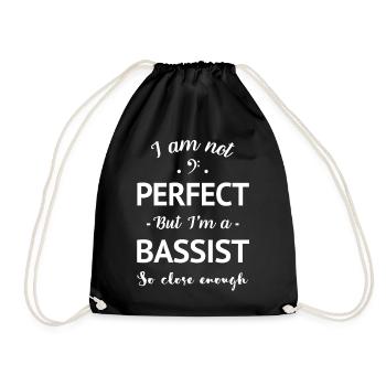Humour perfect bassist woman man - Drawstring Bag - black - Front