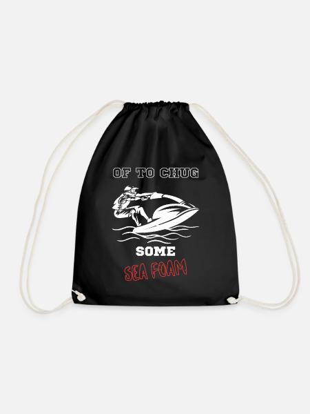 Jet ski action with funny saying, English - Drawstring Bag - black