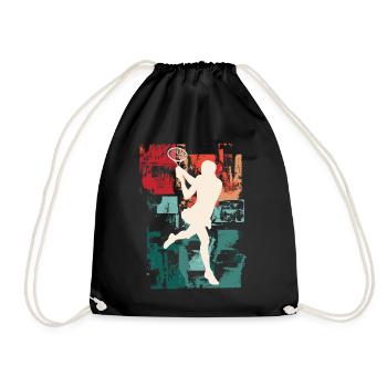 Tennis Tennis Player Woman Sport Vintage Retro - Drawstring Bag - black - Front