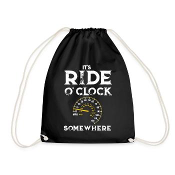 Motorcycling It's Ride O'clock Somewhere - Drawstring Bag - black - Front