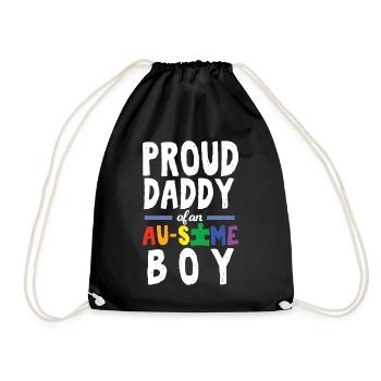 Autism Proud Daddy of an Au Some Boy - Drawstring Bag - black - Front