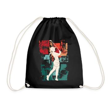 Golf Golfen Golferin Spielerin Sport Hobby Vintage - Turnbeutel - Schwarz - Vorne