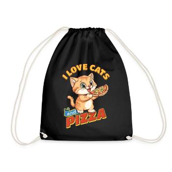 Chat J’Aime Les Chats Et La Pizza Drôle Drôle Humour - Sac de sport léger - noir - Devant