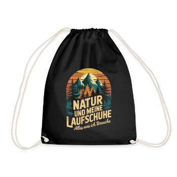 Laufsport Wald Berge Natur Joggen Laufen - Turnbeutel - Schwarz - Vorne