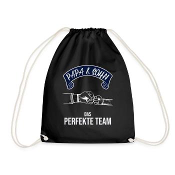 Dad & Son The Perfect Team Father's Day Birthday - Drawstring Bag - black - Front