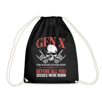 Gen X - The Badass Generation Skull Design - Turnbeutel - Schwarz - Vorne