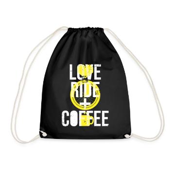 Love Ride Coffee Graphic Design Cycling Enthusiasts - Drawstring Bag - black - Front