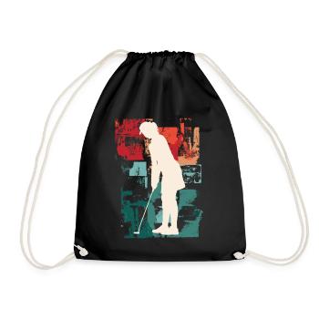 Golf Golfen Golferin Spielerin Sport Hobby Vintage - Turnbeutel - Schwarz - Vorne