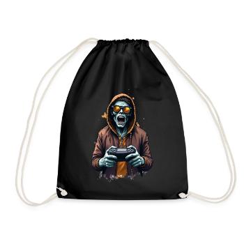 Mort-vivant avec des lunettes de soleil dorées - Sac de sport léger - noir - Devant