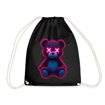 Ours en peluche rose effrayant - Sac de sport léger - noir - Devant