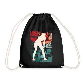 Tennis Tennis Player Woman Sport Vintage Retro - Drawstring Bag - black - Front