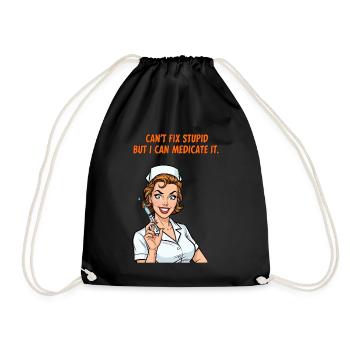 Nurse Saying: Stupidity Medicine - Drawstring Bag - black - Front