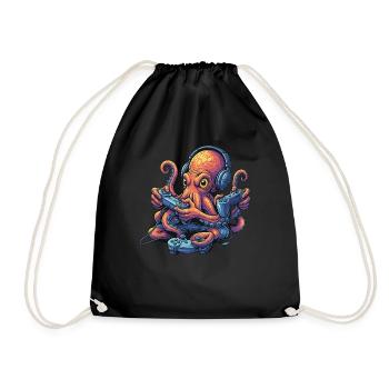 Gambling Octopus – My Gaming Octopus - Drawstring Bag - black - Front