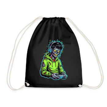 Zombie Gamer – Brain needs a break! - Drawstring Bag - black - Front