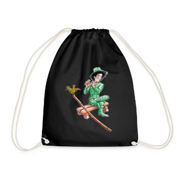 the green vagabond playing the Flute - Drawstring Bag - black - Front