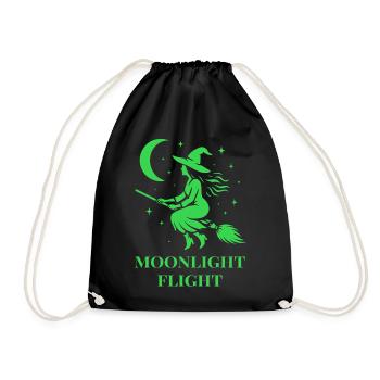 Hexe fliegt bei Mondlicht durch die Nacht - Turnbeutel - Schwarz - Vorne