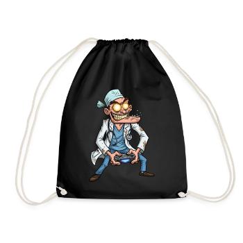 Mad Doctor Gamer | Gambles day & night - Drawstring Bag - black - Front