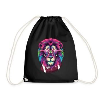 Funny Lion Football Fan - Drawstring Bag - black - Front