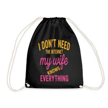 My Wife - Wife humor couple marriage quote - Drawstring Bag - black - Front