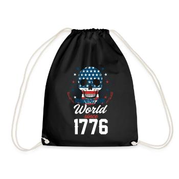 American flag skull with history - Drawstring Bag - black - Front