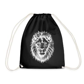 Silhouette Tête De Lion Noir Blanc - Sac de sport léger - noir - Devant