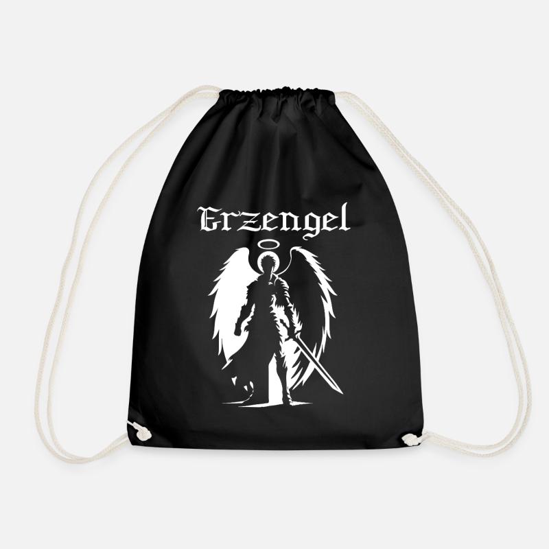 Erzengel Silhouette Design – Himmlische Kraft - Turnbeutel - Schwarz