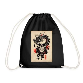 T-shirt streetwear dragon style japonais - Sac de sport léger - noir - Devant