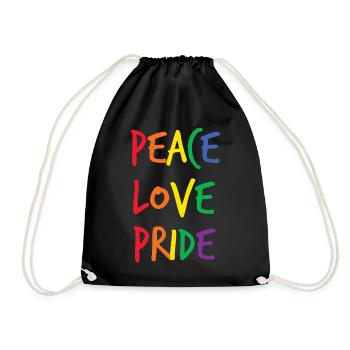 Rainbow Peace Love Pride - Drawstring Bag - black - Front