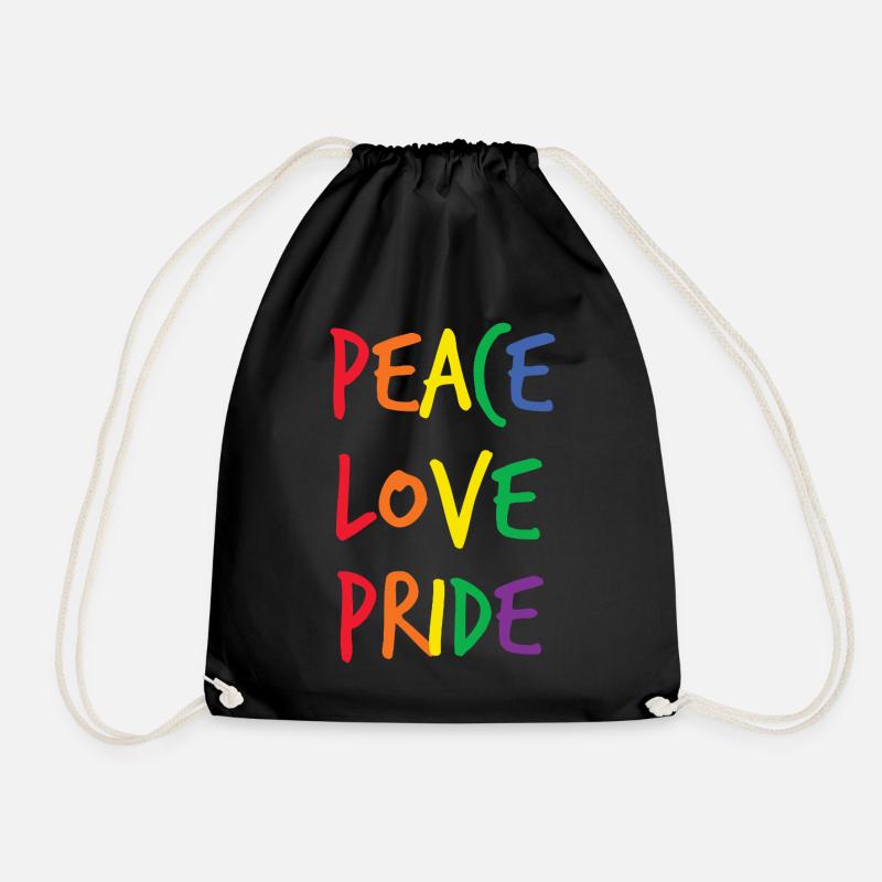 Rainbow Peace Love Pride - Drawstring Bag - black