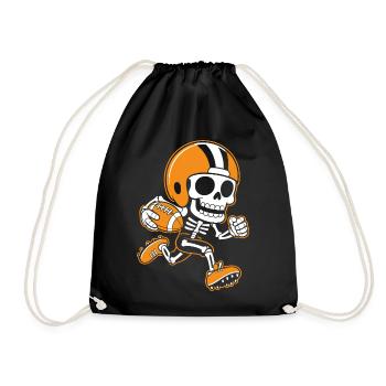 Mascotte de football squelette orange - Sac de sport léger - noir - Devant