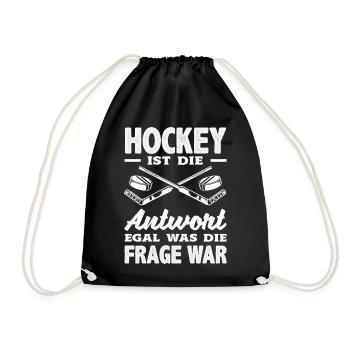 Lustiges Hockey Hockeyspieler Geschenk - Turnbeutel - Schwarz - Vorne