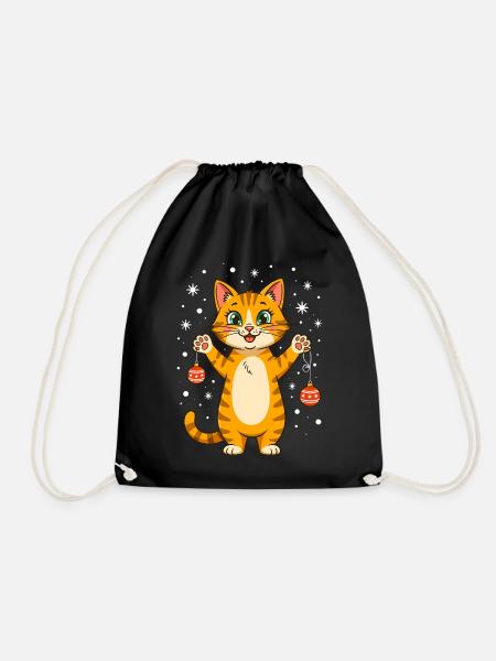 Katze Weihnachten lustig niedlich Katzenliebhaber  - Turnbeutel - Schwarz