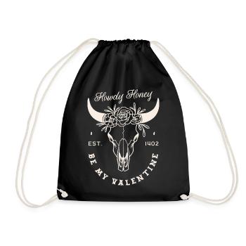 Valentines Day cowboy be my Valentine dark western - Drawstring Bag - black - Front