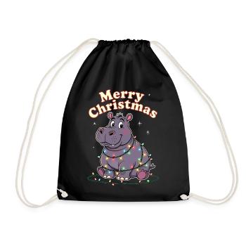 Hippopotames du Zoo de Noël d’Afrique Joyeux Noël - Sac de sport léger - noir - Devant