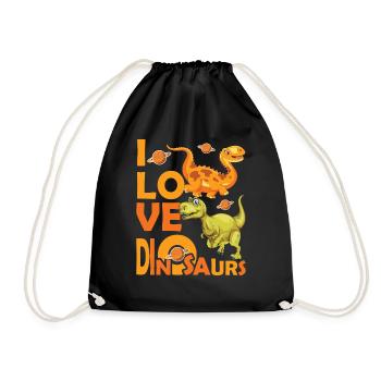 Love Dinosaures - Turnbeutel - Schwarz - Vorne