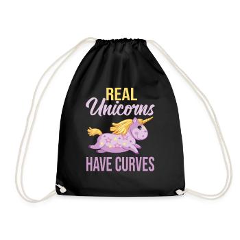 Real Unicorns have curves - Drawstring Bag - black - Front