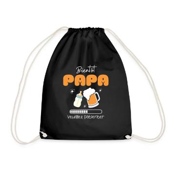 Coming Soon Daddy Humor Pregnancy with Beer & Baby Bottle - Drawstring Bag - black - Front
