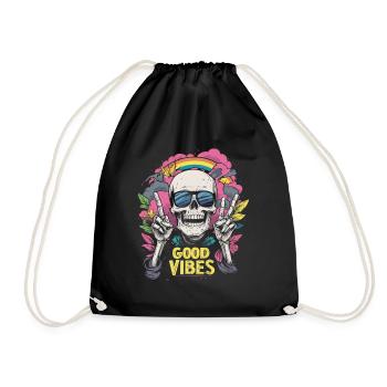 Skull Regenbogen - Turnbeutel - Schwarz - Vorne