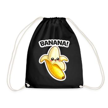 Impression de banane dessinée Kawaii - Sac de sport léger - noir - Devant