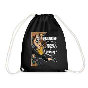 Bouldering instead of therapy – Funny climbing shirt - Drawstring Bag - black - Front