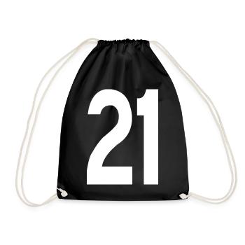 21 Number - Drawstring Bag - black - Front