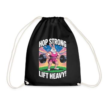 Hop Strong. Lift Heavy - Drawstring Bag - black - Front