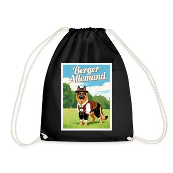 Deutscher Schäferhund in bayerischer Tracht - Turnbeutel - Schwarz - Vorne