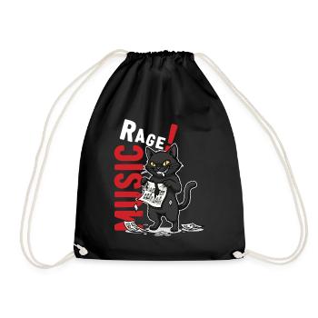 Music Rage Cat Sheet Music Humor - Drawstring Bag - black - Front