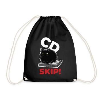 CD Skip Chat Music Humor - Drawstring Bag - black - Front