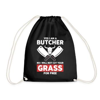 Humor Butcher Cutting No Grass - Drawstring Bag - black - Front